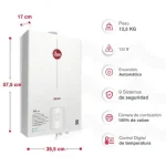 Calentador de agua 14lt Tiro Forzado Digital Gas Specs