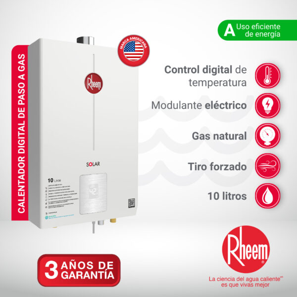 Calentador de agua 10lt Tiro Forzado Digital - Imagen 2