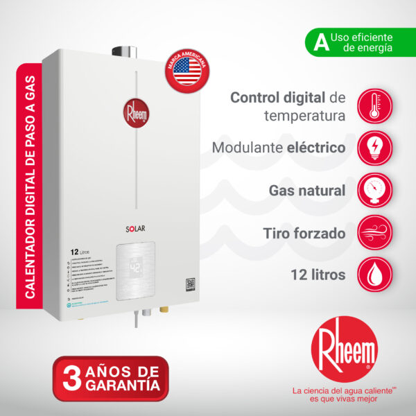 Calentador de agua 12lt Tiro Forzado Digital - Imagen 2