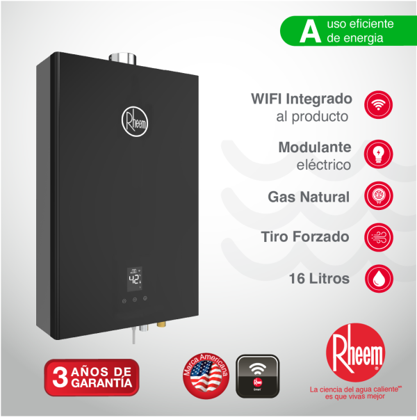 Calentador de agua 16lt Wifi Tiro Forzado Digital - Imagen 2