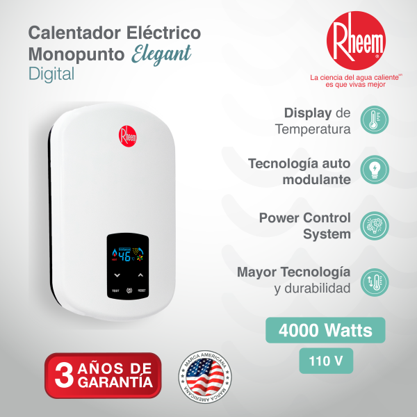 Calentador de agua eléctrico Elegant Digital 110v 4kw - Imagen 2