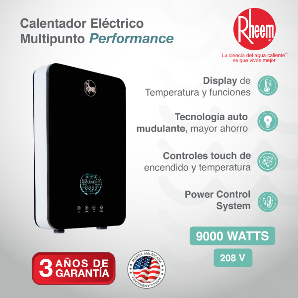 Calentador de agua eléctrico Performance Digital 208v 9kw - Imagen 2