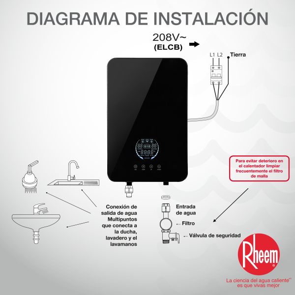 Calentador de agua eléctrico Performance Digital 208v 9kw - Imagen 5