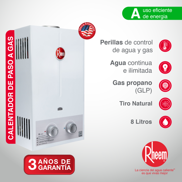 Calentador de agua 8lt Tiro Natural - Imagen 2