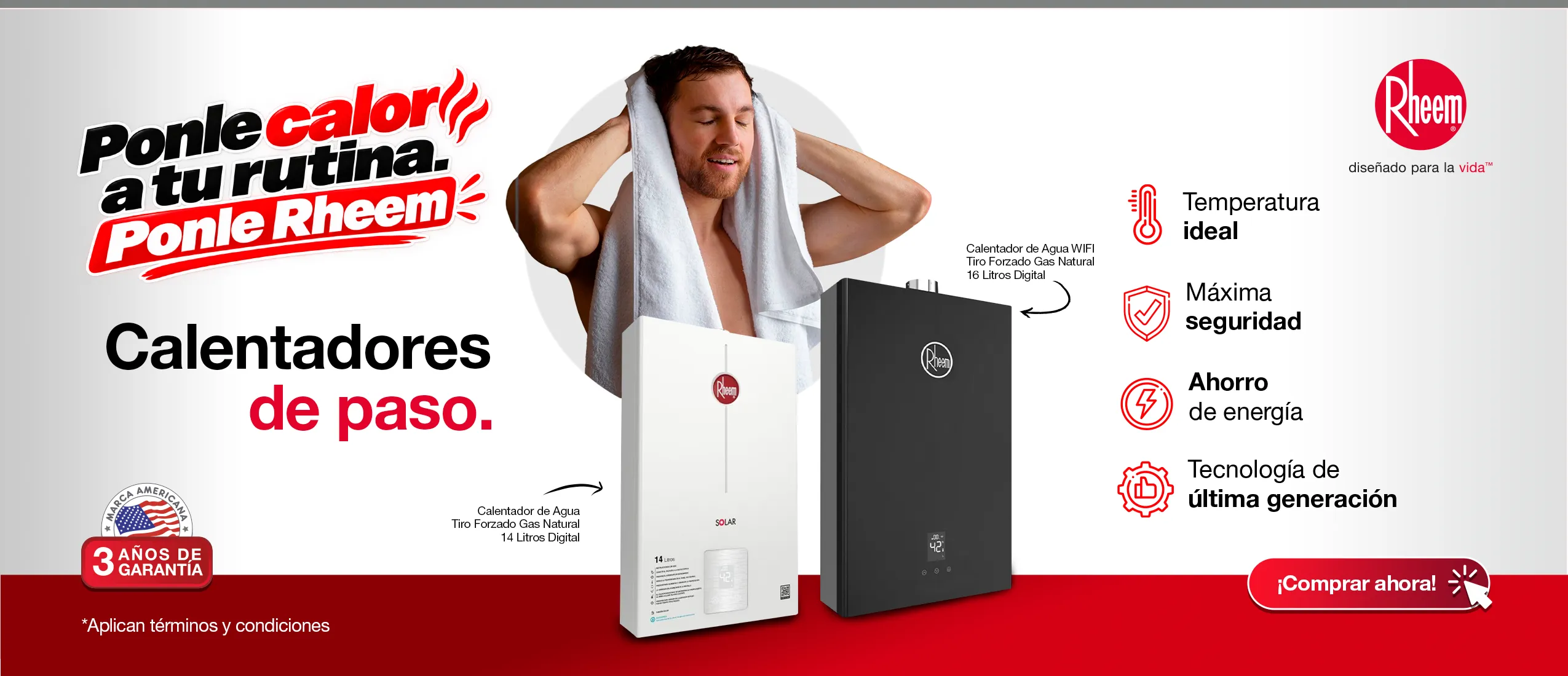 Rheem Colombia calentadores de paso a gas